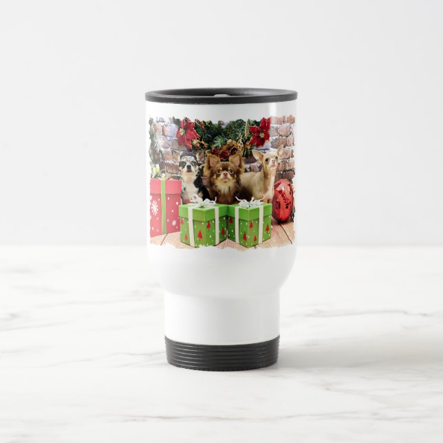Mug De Voyage Noël - chiwawa - bleu - de façon précieuse - yogi (Centre)