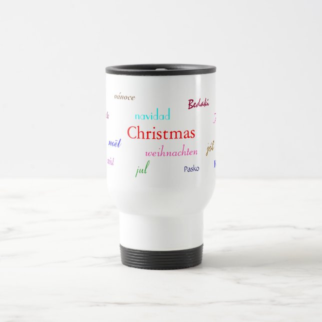 Mug De Voyage Noël Dans Le Monde Entier En Blanc (Centre)