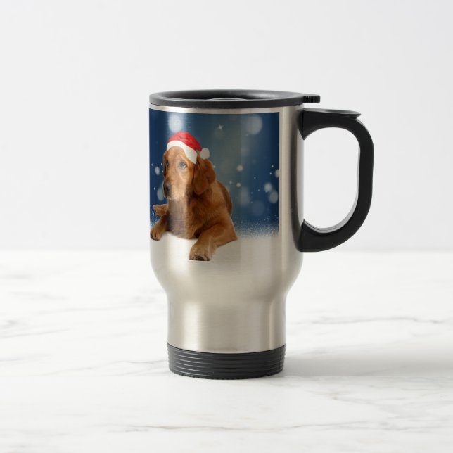 Mug De Voyage Noël Mignonne Golden Retriever Chien Santa Hat Nei (Droit)