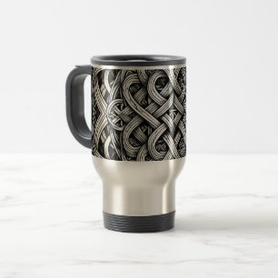 Mug De Voyage Nœud celtique noir et blanc détaillé 0001