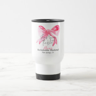 Mug De Voyage Noeud Élégant Rose Fête de Fiançailles Bachelorett
