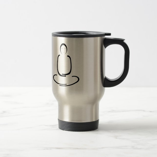Mug De Voyage Noir d'homme de méditation (Droit)