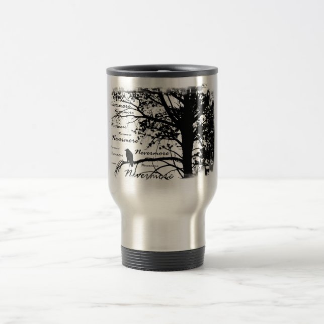 Mug De Voyage Noir et blanc silhouettez plus jamais Raven (Centre)