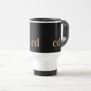 Mug De Voyage Noir or monogramme initiales personnalisation mode