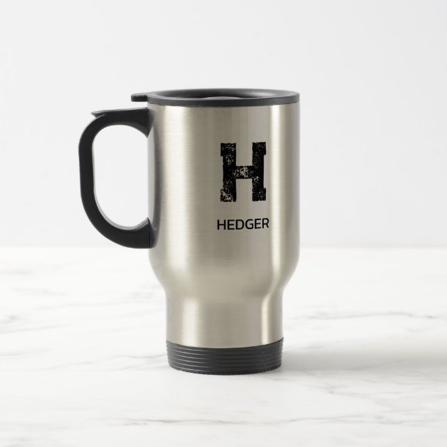MUG DE VOYAGE NOM À MONOGRAMME D'UNE LETTRE EN ACIER INOXYDABLE (Gauche)
