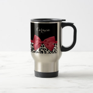 Mug De Voyage Nom Arc-en-Ciel Rouge Léopard