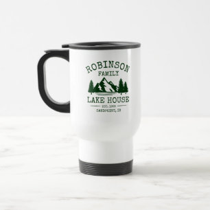 Mug De Voyage Nom de famille Lake House Forest Green Trees