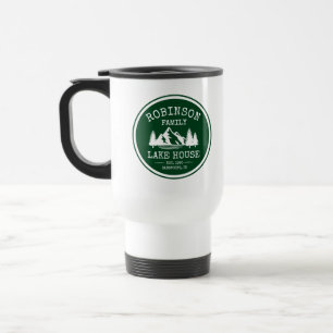 Mug De Voyage Nom de famille Lake House Trees Forest Green
