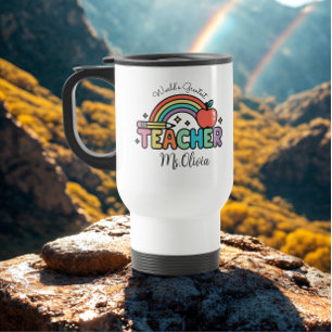 Mug De Voyage Nom de l'enseignant personnalisé Meilleur profes