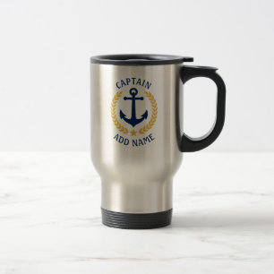 Mug De Voyage Nom du bateau capitaine Ancre Gold Style Laurel St
