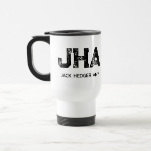 MUG DE VOYAGE NOM EN MONOGRAMME À TROIS LETTRES MINIMALISTE NOIR