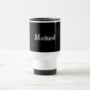 Mug De Voyage Nom monogramme moderne minimaliste noir blanc
