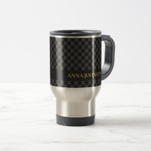 Mug De Voyage Nom personnalisé À damiers Motif