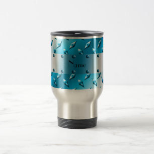 Mug De Voyage Nom personnalisé acier diamant bleu plaque