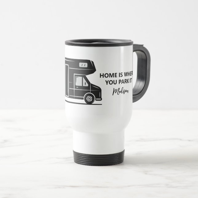 Mug De Voyage Nom personnalisé & Camionnette de texte (Devant droit)