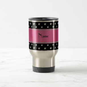 Mug De Voyage Nom personnalisé diamants noirs bandes roses
