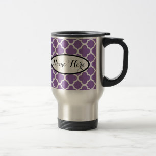 Mug De Voyage Nom personnalisé du quadrilatère pourpre