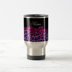 Mug De Voyage Nom personnalisé empreinte de léopard rose arc