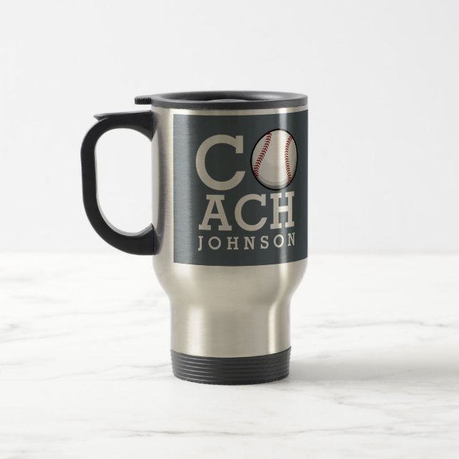 Mug De Voyage Nom personnalisé entraîneur de baseball (Gauche)