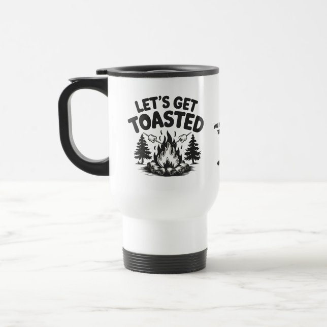 Mug De Voyage Nom personnalisé et camping avec texte (Gauche)