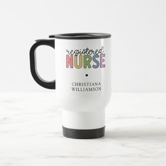 Mug De Voyage Nom personnalisé Infirmière inscrite infirmière in (Gauche)