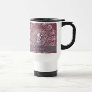 Mug De Voyage Nom personnalisé mignon Whimsical Pink Snowman Man
