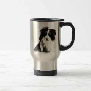 Mug De Voyage Nom personnalisé texte Bordure Collie chien animal
