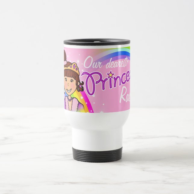 Mug De Voyage Nom princesse filles arc-en-ciel rose voyage muett (Centre)