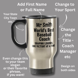 Mug De Voyage Nom, Worlds Best Baseball Coach - Légendes