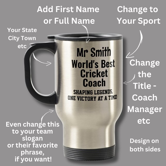 Mug De Voyage Nom, Worlds Best Cricket Coach (Créateur téléchargé)