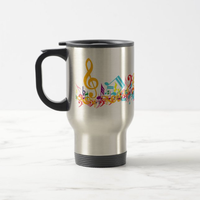 Mug De Voyage Notes musicales brouillées colorées (Gauche)