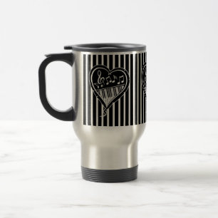 Mug De Voyage Notes musicales et piano noir et blanc élégant