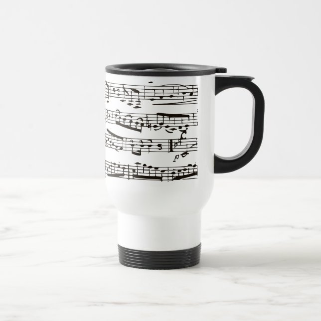 Mug De Voyage Notes musicales noires et blanches (Droite)