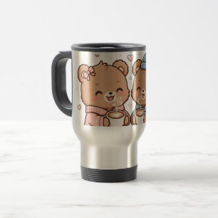 Mug De Voyage Nounours Mignons Buvant du Café