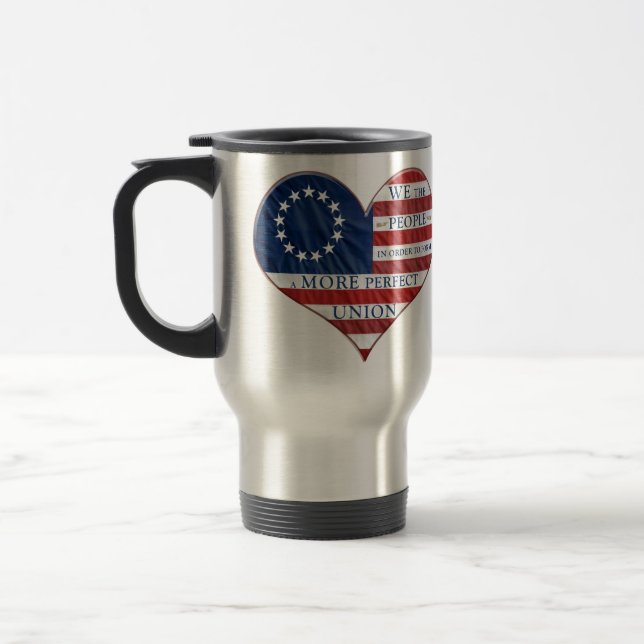 Mug De Voyage Nous Le Peuple Le Coeur Du Drapeau Américain (Gauche)