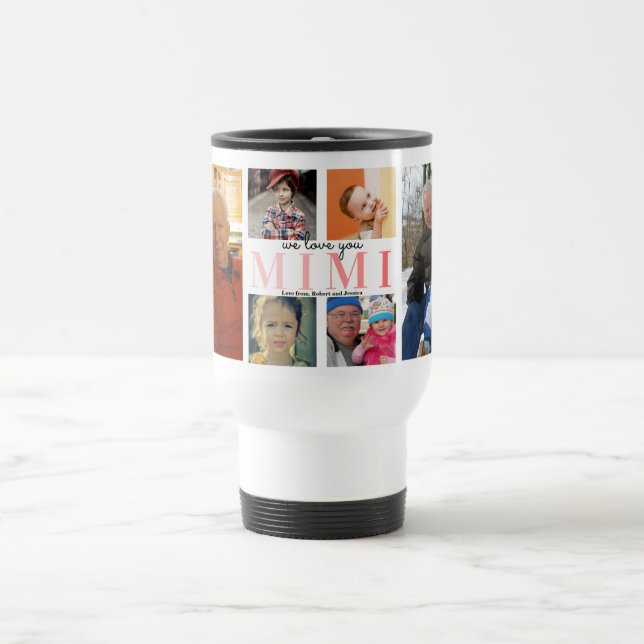 Mug De Voyage Nous Vous Aimons Mimi | Café Collage Photo Personn (Centre)