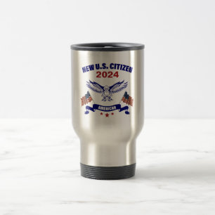 Mug De Voyage Nouveau Citoyen Américain Aigle & Drapeaux 2024 Ta