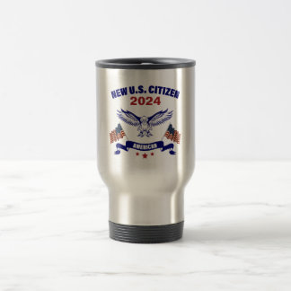 Mug De Voyage Nouveau Citoyen Américain Aigle & Drapeaux 2024 Ta