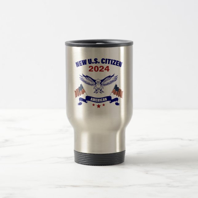 Mug De Voyage Nouveau CITOYEN américain Aigle & drapeaux 2024 Tr (Centre)