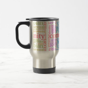 Mug De Voyage Nuage de mots de la communauté arc-en-ciel LGBTQ+
