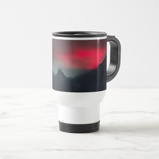 Mug De Voyage Nuages brûlants, brouillard et montagnes (Devant droit)