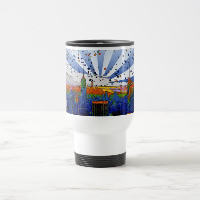 Mug De Voyage NYC psychédélique : vue large Skyline ESB (Centre)