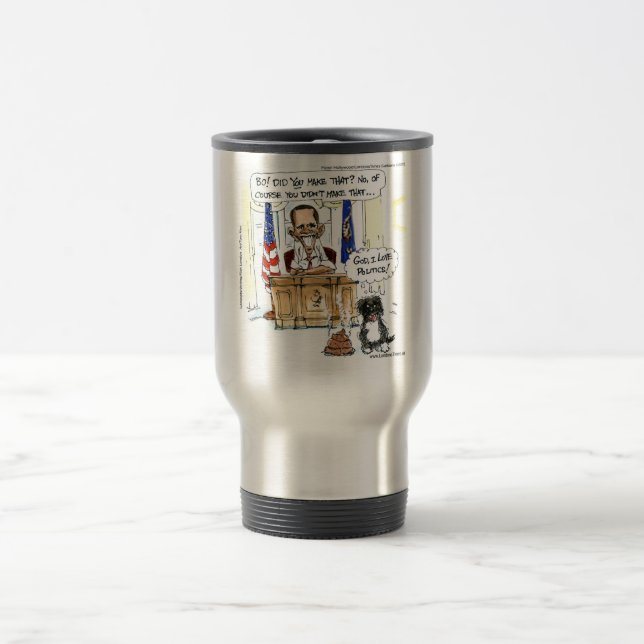 Mug De Voyage Obama & Bo Dons Satiriques Tee - shirts et Cartes (Centre)
