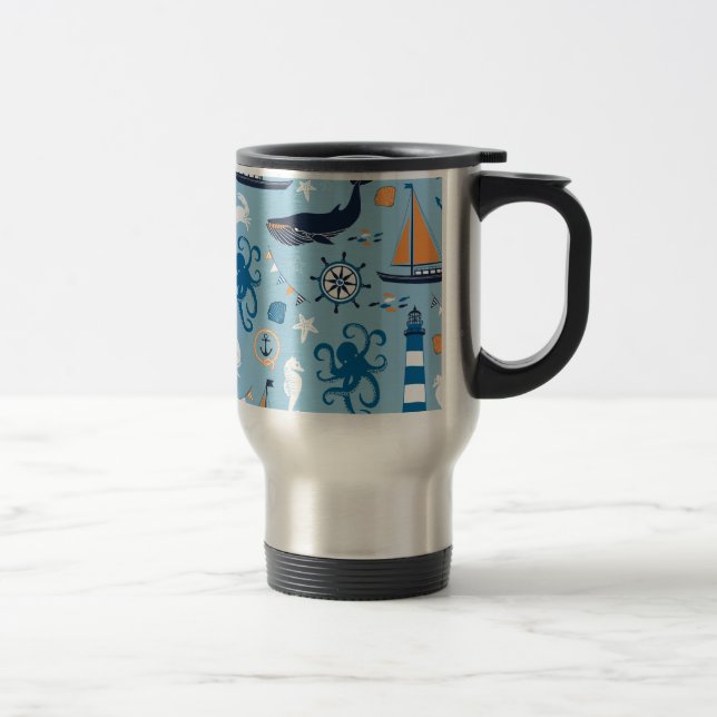 Mug De Voyage Océan bleu et orange (Droit)