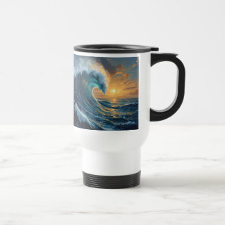 Mug De Voyage Ocean Wave Sunset Art – Abstract Sea Design 