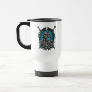 Mug De Voyage Odin avec corbeaux et épées Mythologie Viking bleu