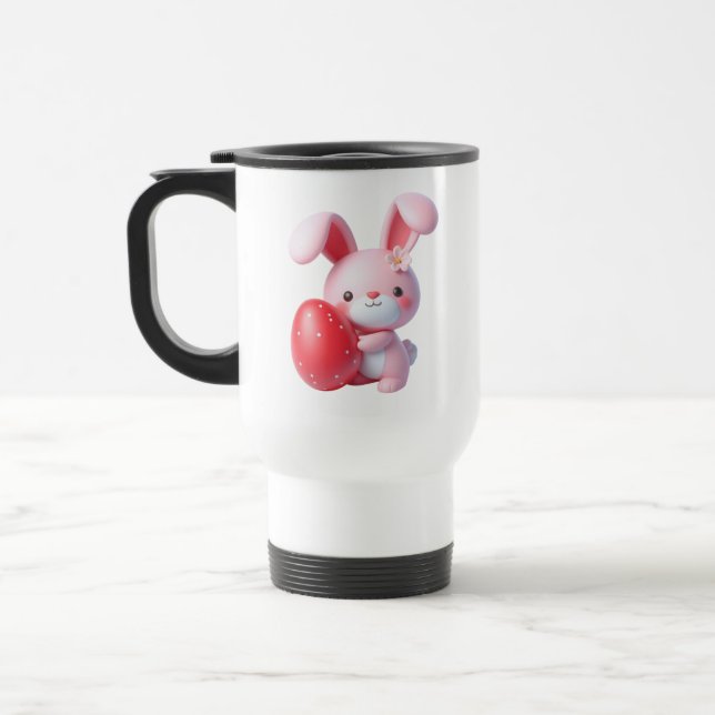 Mug De Voyage Oeuf de retenue de lapin de Pâques 3D (Gauche)