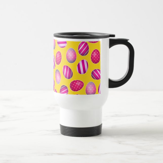 Mug De Voyage Oeufs de pâques jaune et motif de rose (Droite)