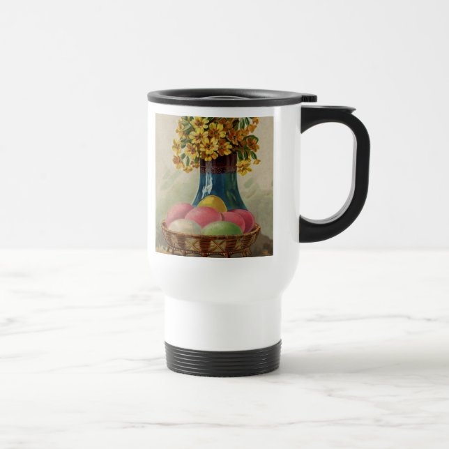 Mug De Voyage Oeufs Pâques Panier Fleurs Antique (Droite)