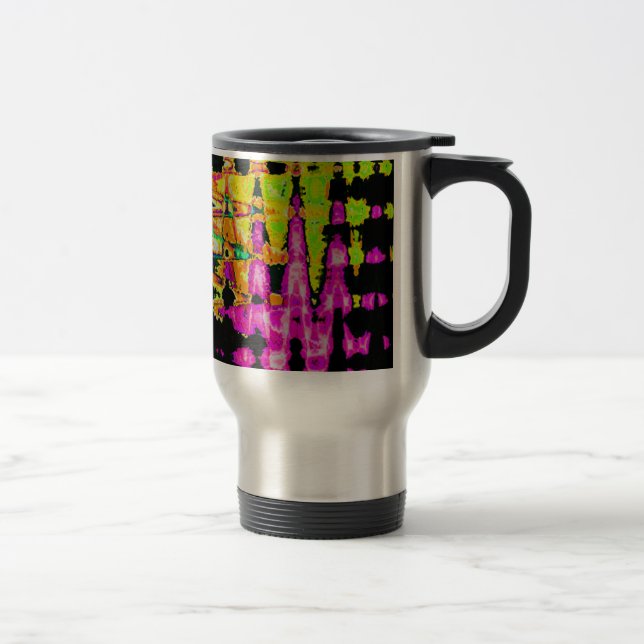 Mug De Voyage Oeuvre d'aquarelle unique : violet, noir et chaux (Droit)